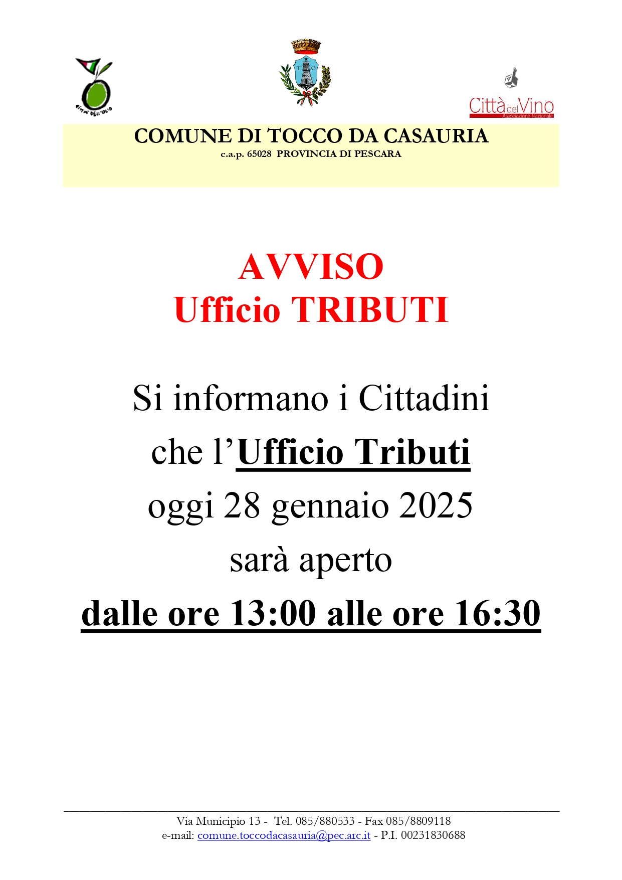 AVVISO UFFICIO TRIBUTI